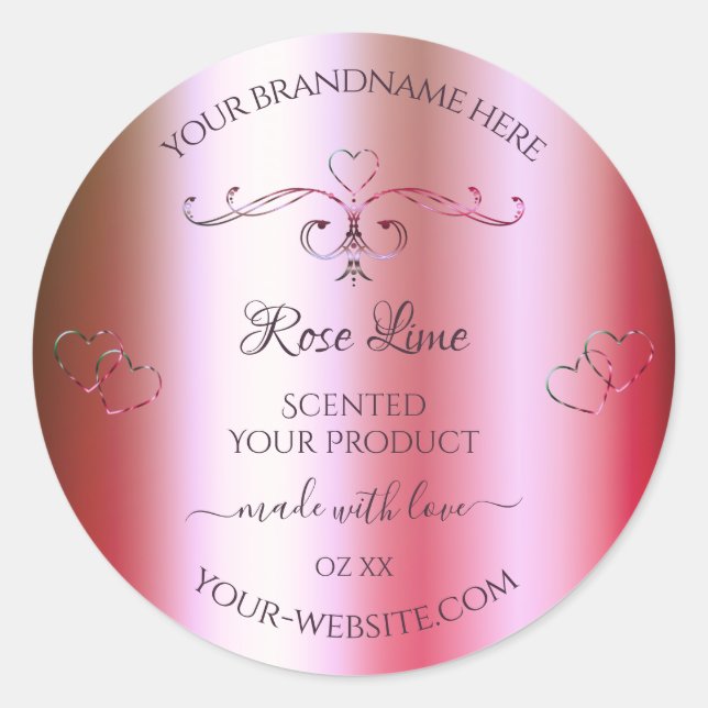 Luminous Pink Green Gradient Ornate Product Labels (Front)