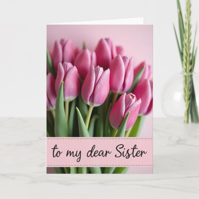 Luminous Pink Petals Day Card (Front)