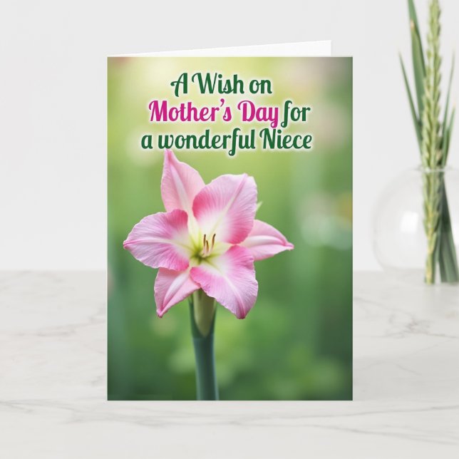 Luminous Pink Petals Mothers Day Card (Front)