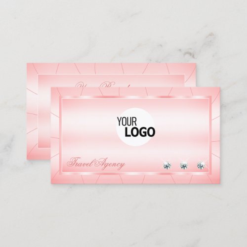 Luminous Pink with Diamonds and Logo Glamorous Bus Business Card