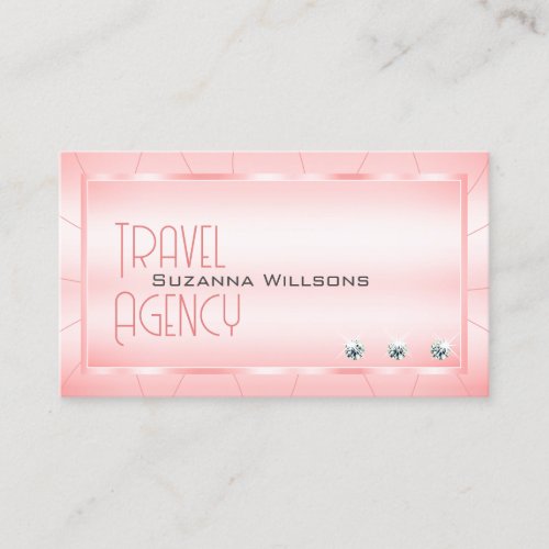 Luminous Pink with Diamonds and Logo Luxe Glamour Business Card