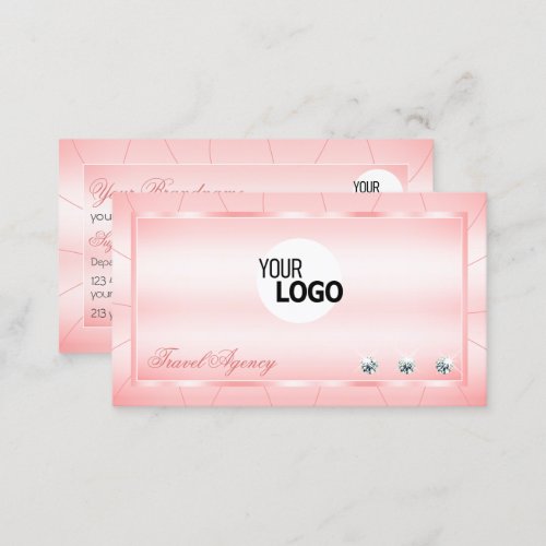 Luminous Pink with Diamonds and Logo Professional Business Card