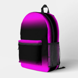 Luminous Pinkish Purple and Black Ombre Printed Backpack