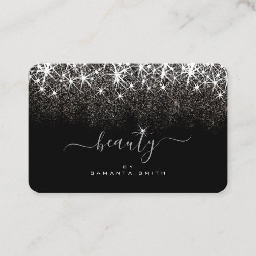 Luminous Platinum Silver Glitter Elegant Beauty Business Card