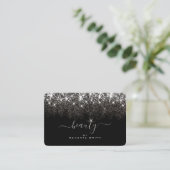 Luminous Platinum Silver Glitter Elegant Beauty Business Card (Standing Front)