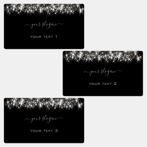 Luminous Platinum Silver Glitter Elegant Beauty  Labels