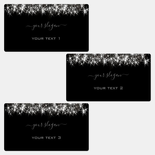 Luminous Platinum Silver Glitter Elegant Beauty  Labels (Group)