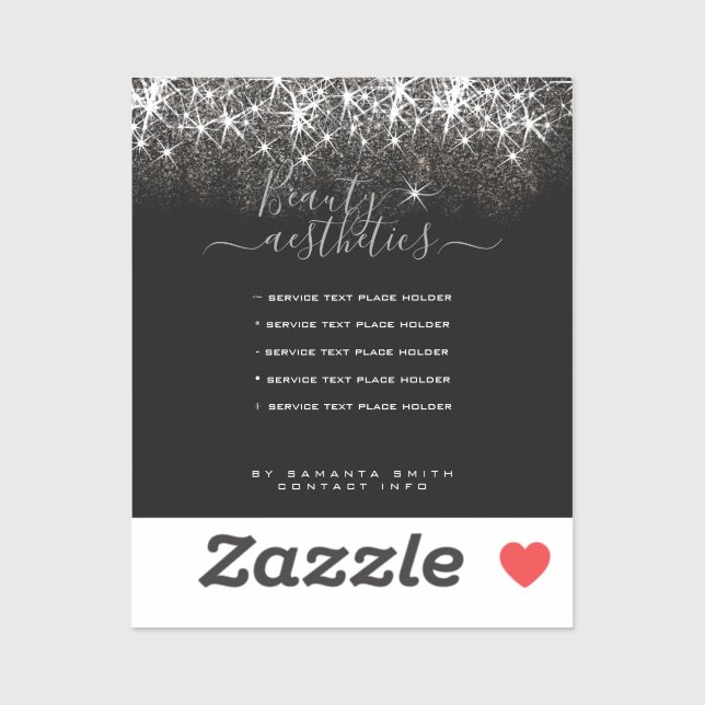 Luminous Platinum Silver Glitter Elegant Beauty Sticker (Sheet)