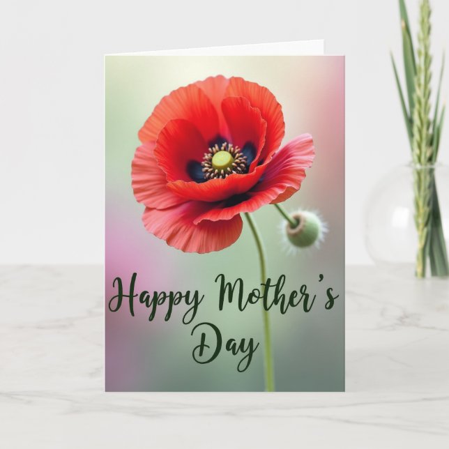 Luminous Poppy Mothers Day Card (Front)