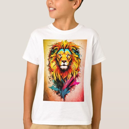 Luminous Pride Geometric Lion Logo T_Shirt