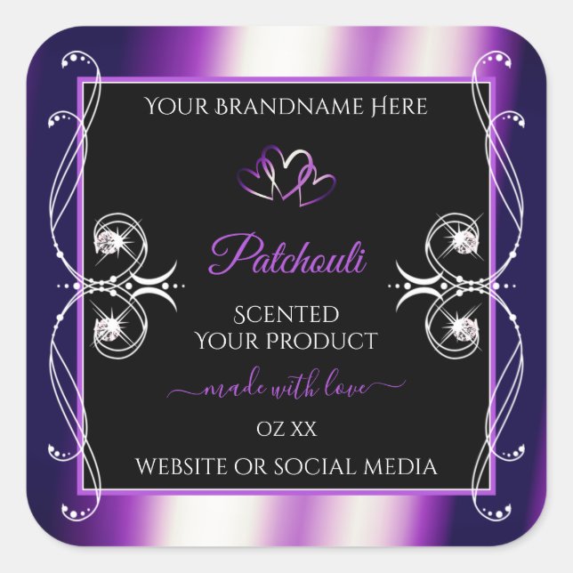 Luminous Purple Frame Black Product Labels Jewels (Front)
