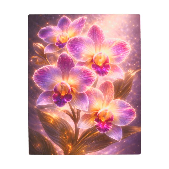 Luminous Purple Orchid Metal Wall Art Tropical (Front)