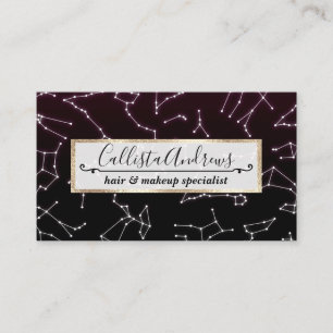 Luminous Purple White Zodiac Constellation Stars Business Card