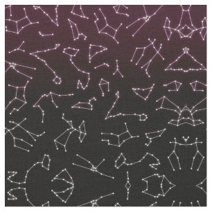 Luminous Purple White Zodiac Constellation Stars Fabric