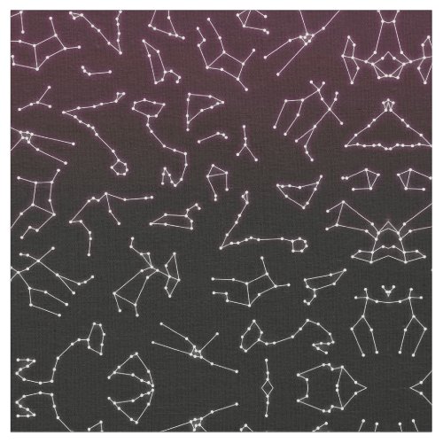 Luminous Purple White Zodiac Constellation Stars Fabric