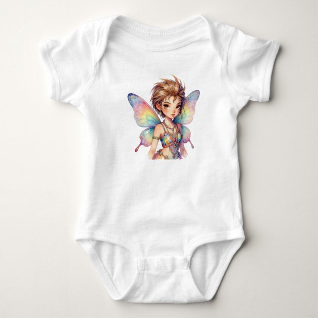 Luminous Rainbow Guardian fairy Baby Bodysuit (Front)