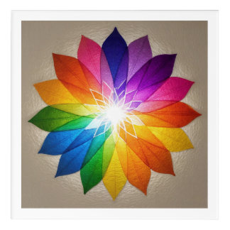 "Luminous Rainbow Leaf Mandala – Chakra Wall Art