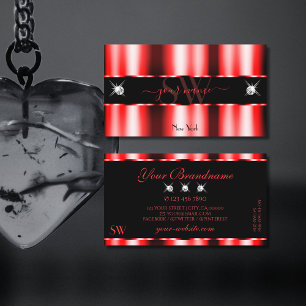 Luminous Red Black Sparkle Jewels Initials Stylish Business Card