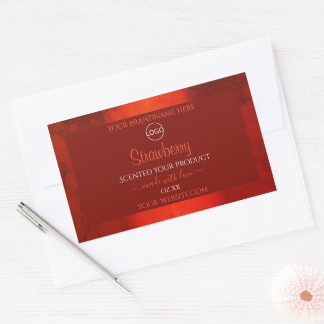 Luminous Red Marble Pattern Product Labels Logo (Envelope)