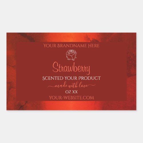 Luminous Red Marble Product Labels Rose Graphic