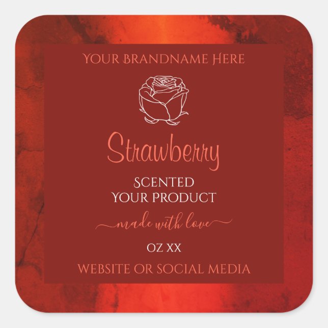 Luminous Red Marble Product Labels Rose Graphic (Front)
