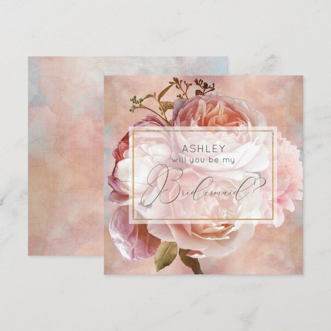 LUMINOUS ROSE Elegant Modern Floral Bridesmaid Invitation (Front/Back)