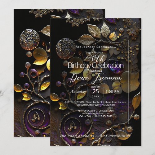 Luminous Sanctuary | Botanical Gemstone Abstract Invitation