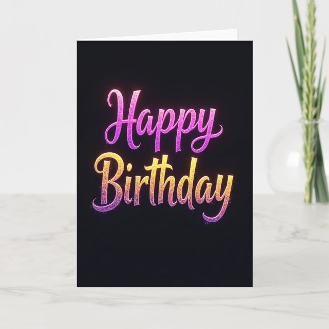 Luminous Script Birthday Card (Front)
