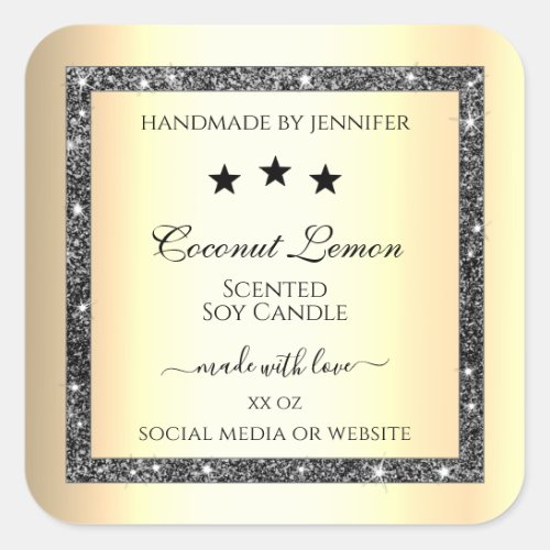 Luminous Silver Glitter Gold Effect Product Labels