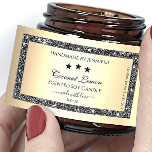 Luminous Silver Glitter Gold Effect Product Labels