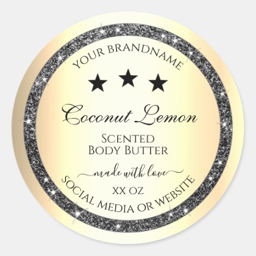Luminous Silver Glitter Gold Effect Product Labels
