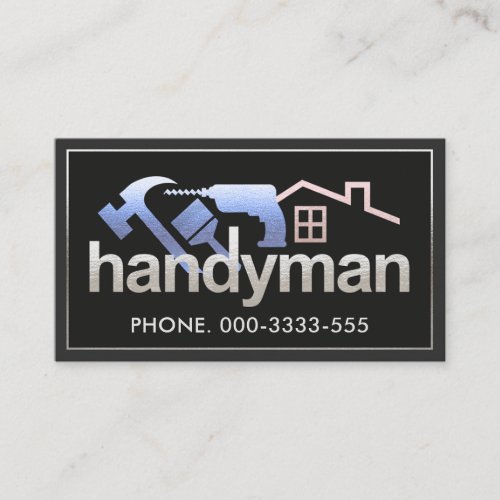 Luminous Silver Handyman Tools Frame Business Card