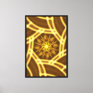 “Luminous Star Portal – Symmetrical Golden Fractal Canvas Print