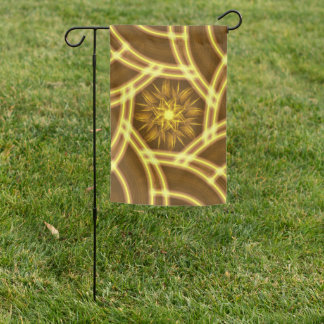 “Luminous Star Portal – Symmetrical Golden Fractal Garden Flag