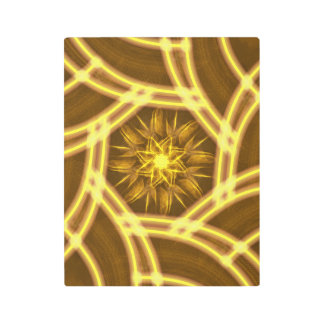 “Luminous Star Portal – Symmetrical Golden Fractal Metal Print