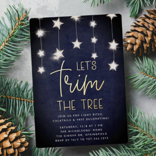 Luminous Stars Christmas Tree Trimming Party Foil Invitation