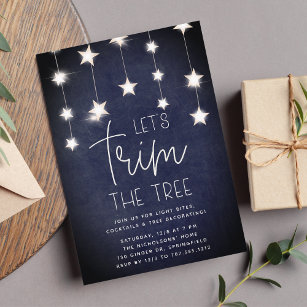 Luminous Stars Christmas Tree Trimming Party Invitation
