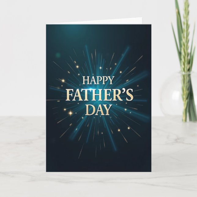 Luminous Teal Fathers Day Card (Front)