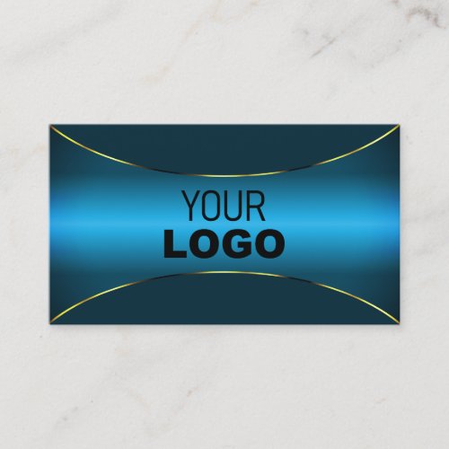 Luminous Teal with Gold Shimmer Border and Logo Business Card