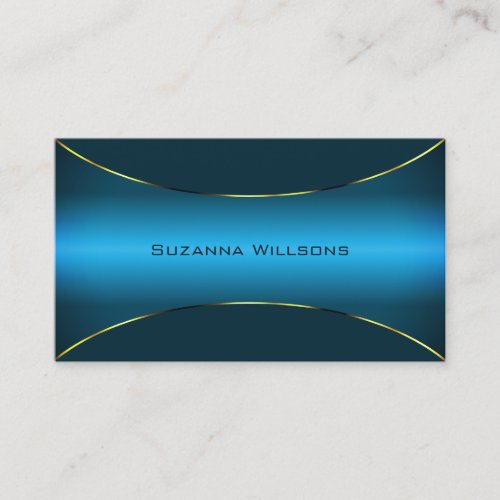 Luminous Teal with Shimmery Gold Border Luxurious Business Card