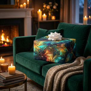 Luminous Threads: 3D Light Weave Design Wrapping Paper Sheets
