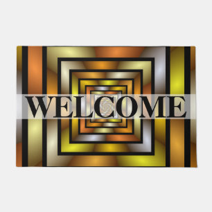 Luminous Tunnel Colorful Fractal Pattern Welcome Doormat