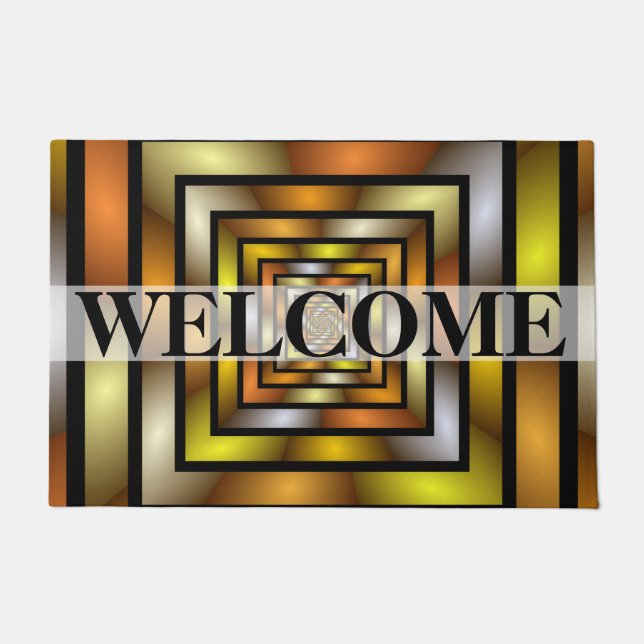 Luminous Tunnel Colorful Fractal Pattern Welcome Doormat (Front)