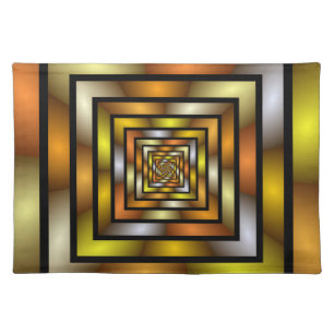 Luminous Tunnel Colorful Graphic Fractal Pattern Cloth Placemat