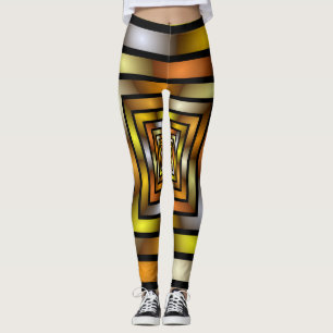 Luminous Tunnel Colorful Graphic Fractal Pattern Leggings
