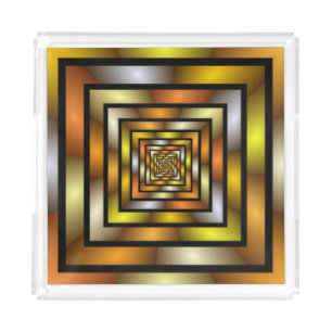 Luminous Tunnel Colorful Trippy Fractal Graphic Acrylic Tray