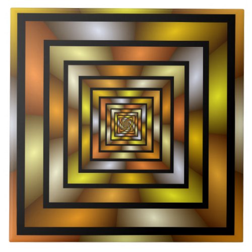 Luminous Tunnel Colorful Trippy Fractal Graphic Ceramic Tile