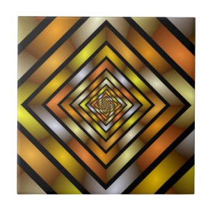 Luminous Tunnel Colorful Trippy Fractal Graphic Ceramic Tile