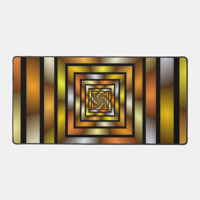 Luminous Tunnel Colorful Trippy Fractal Graphic Desk Mat (Front)