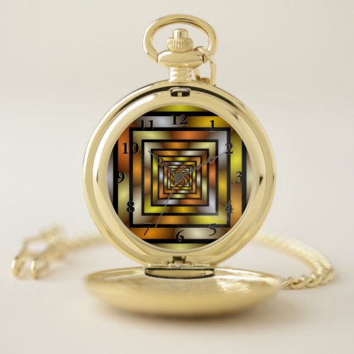 Luminous Tunnel Colorful Trippy Fractal Graphic Pocket Watch